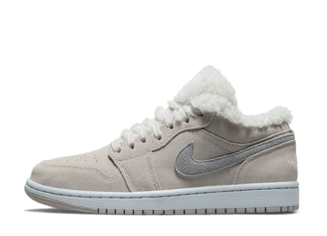 Nike Mwns Air Jordan 1 Low Se "Sherpa Fleece" College Grey/White-Particle Grey-Neutral Grey-Pure Platinum