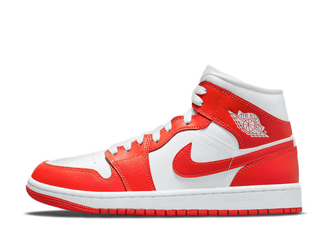 ナイキ ウィメンズ エア ジョーダン 1 ミッド ホワイト/ホワイトハバネロ レッド