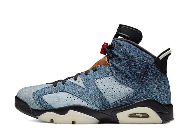 Nike Air Jordan Retro 6 Washed Denim/Sail-Varsity Red-Black