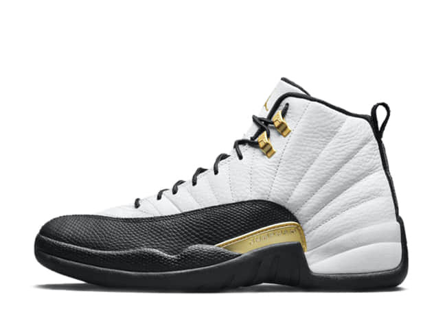 ナイキ エアジョーダン 12 レトロ "ロイヤリティ" ホワイト/ブラックメタリック ゴールド