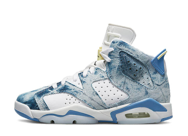 Nike Air Jordan 6 Retro Gs "Washed Denim" White/Dutch Blue-Citron-Black