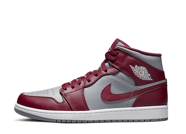 ナイキ エアジョーダン1 ミッド "チームレッド" チェリーウッドレッド/ホワイト/セメントグレー