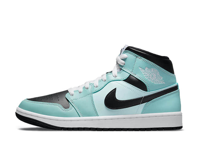 ナイキ ウィメンズ エアジョーダン 1 ミッド ライト デュー/ブラックティール ティントホワイト