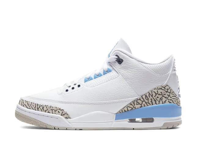 ナイキ エアジョーダン3 レトロ "UNC" ホワイト/バロー ブルー-テック グレー