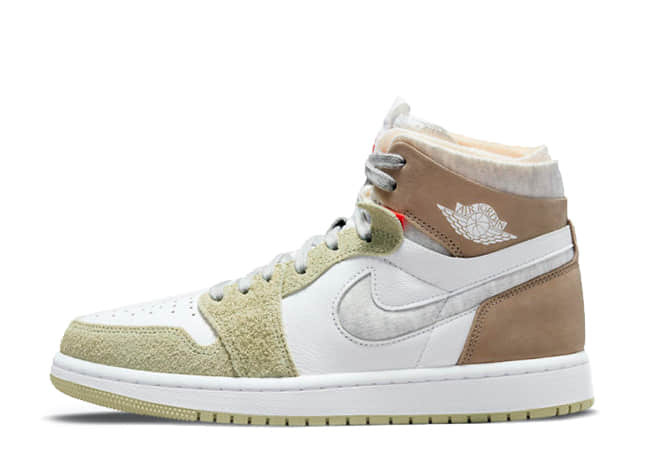 Nike Wmns Air Jordan 1 High Zoom Cmft White/Grey Heather-Olive Aura-Khaki