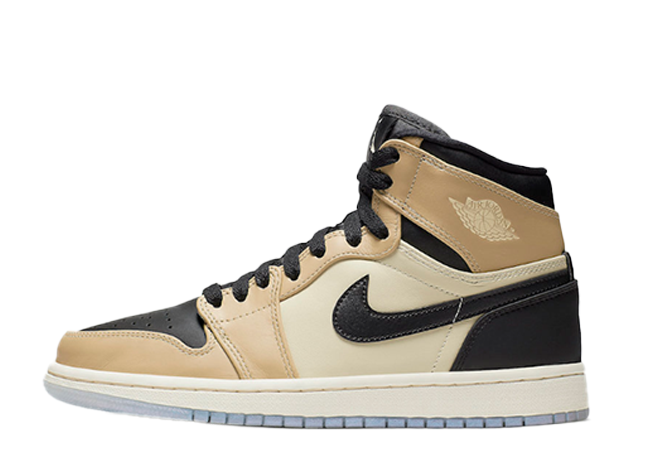 ナイキ ウィメンズ エアジョーダン1 ハイ プレミアム ブラック/フォッシルペール アイボリー