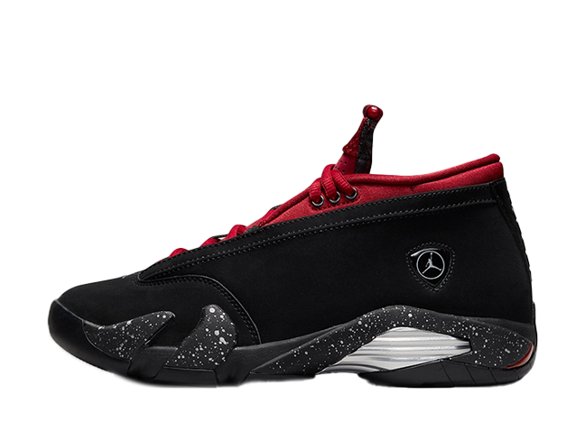 ナイキ ウィメンズ エアジョーダン 14 レトロ ロー "レッド リップスティック" ブラック/メタリック シルバージム レッド