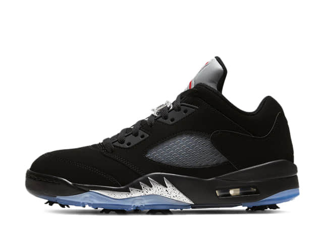 Nike Air Jordan 5 Low Golf "Black Metallic" Black/Metallic Silver-Fire Red-White