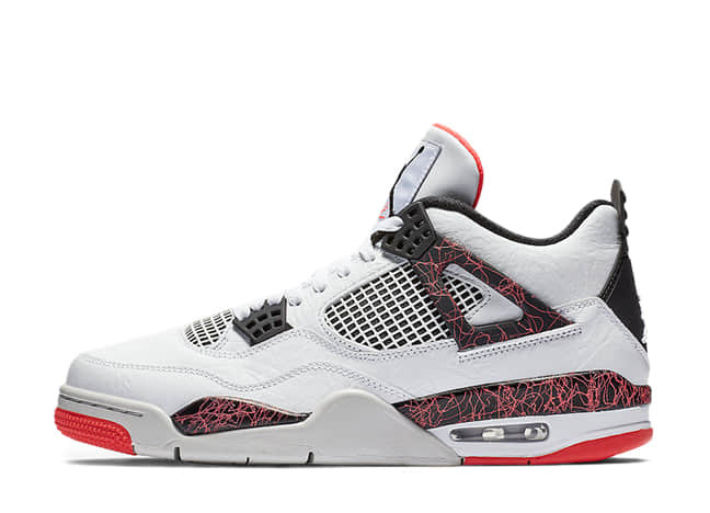 Nike Air Jordan 4 Retro White/Black-Light Crimson-Pale Citron