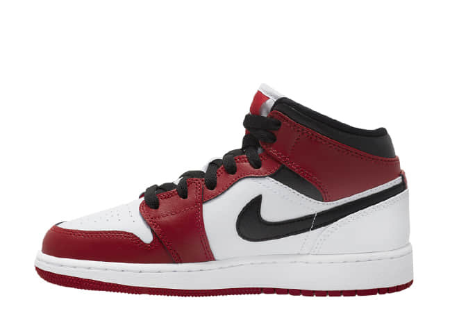 ナイキ エアジョーダン 1 ミッド Gs ホワイト/ジム レッドブラック
