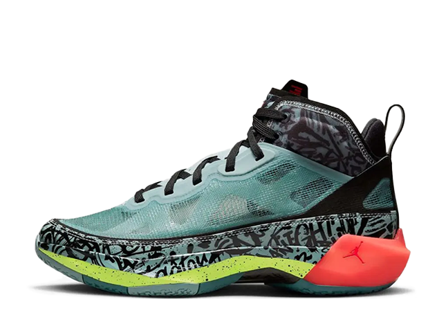 ナイキ ウィメンズ エアジョーダン37 "サトウ PF" オーシャンキューブ/ボルト/ブラック/フラッシュクリムゾン