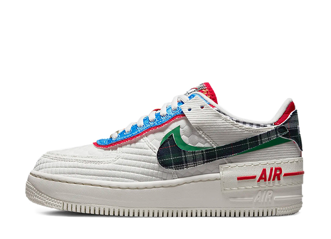 ナイキ ウィメンズ エアフォース1 ロー シャドウ "マルチマテリアル" セイル/クラシックグリーン/ユニバーシティブルー/マルチカラー