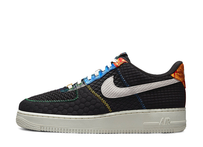 ナイキ エアフォース1 ロー "マルチマテリアル" ブラック/セイル/ユニバーシティレッド/ホワイト
