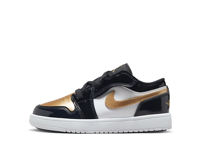 Nike Gs Air Jordan 1 Low ALT SE BP "Gold Toe" Black/White/Metallic Gold