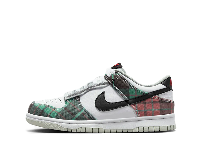 Nike Gs Dunk Low "Plaid" White/Black/University Red/Stadium Grey