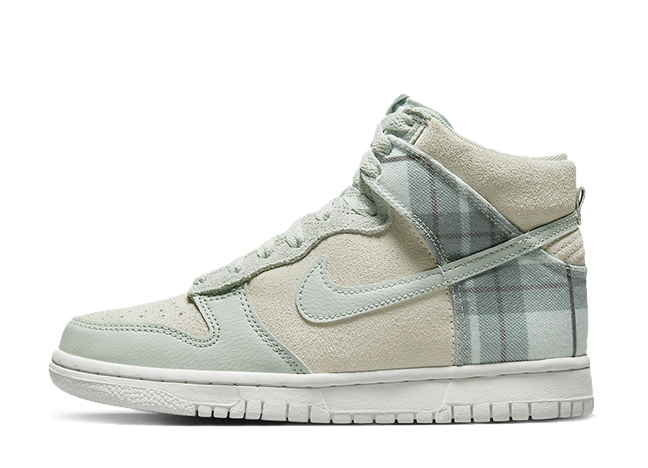Nike Gs Dunk High "Plaid" Summit White/Light Silver/Mint Form
