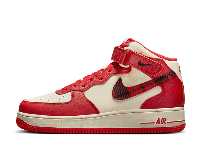 Nike Air Force 1 Mid "Plaid" Pale Ivory/University Red