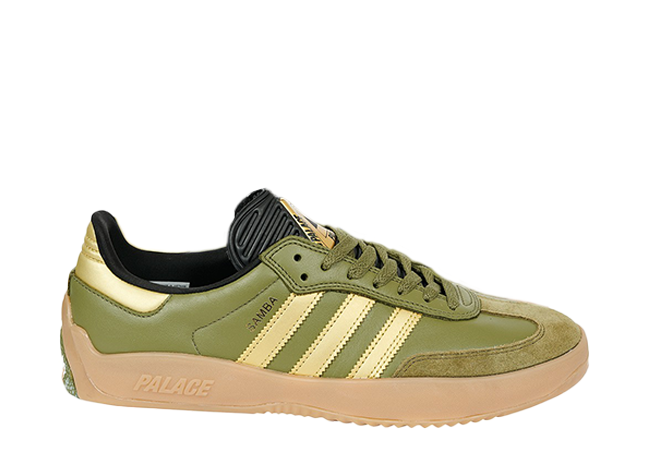 Palace × adidas Puig Samba "Focus Olive" Focus Olive/Gold Metalic/Gum