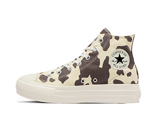 Converse Canvas All Star Light Plts Cowspot Hi "Off White" Off White/Brown