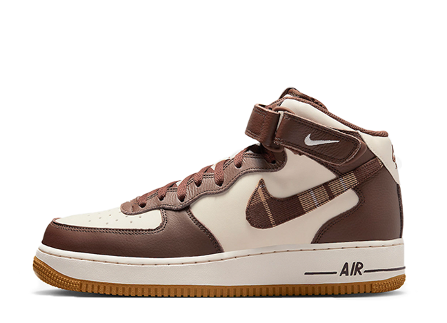 Nike Air Force 1 Mid Plaid "Brown" Pale Ivory/Gum Medium Brown/Cacao Wow