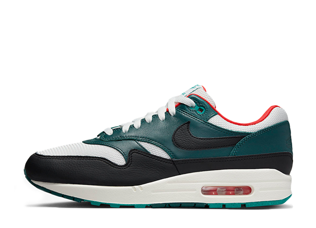 LeBron × Nike Air Max 1 "Liverpool" White/Black/Varsity Red/Gorge Green/Geode Teal