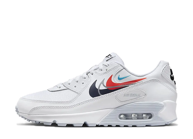 Nike Air Max 90 "Multi Swoosh" White/Bright Crimson