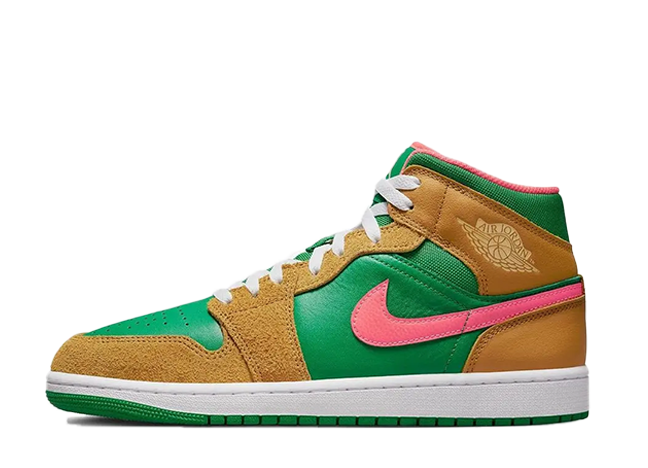 Nike Air Jordan 1 Mid "Water Melon" Wheat/Water Melon/White
