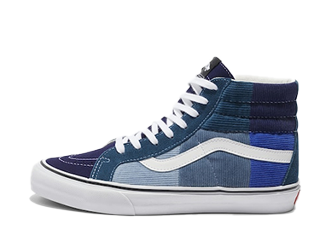 ノア × ボルト バイ バンズ スケートハイ コーデユロイパッチワーク "ネイビー/ホワイト"