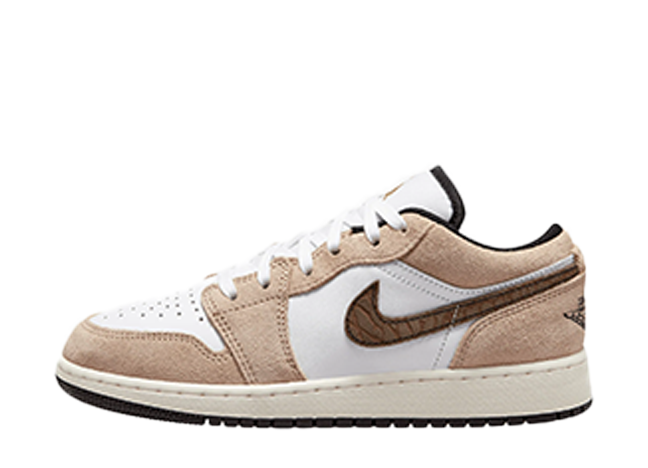 Nike GS Air Jordan 1 Low SE "Brown Elephant"Beige/White