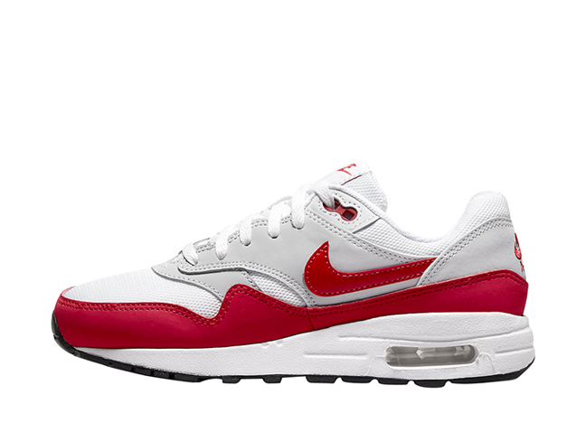 ナイキ GS エアマックス1 "グレー/ホワイト/ブラック/ユニバーシティレッド"