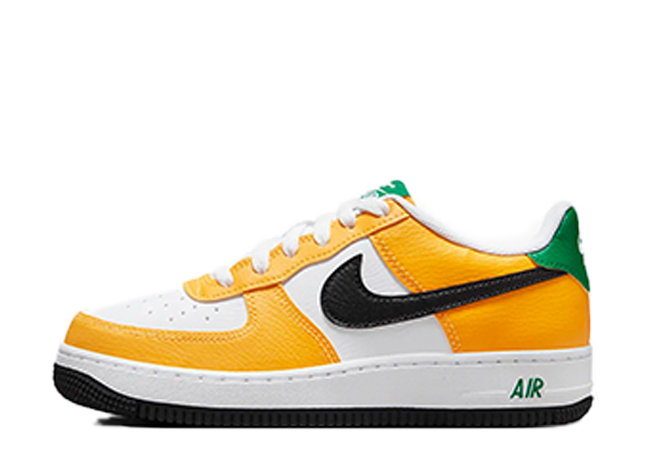 Nike GS Air Force 1 "University Gold/Malachite/Black/White"
