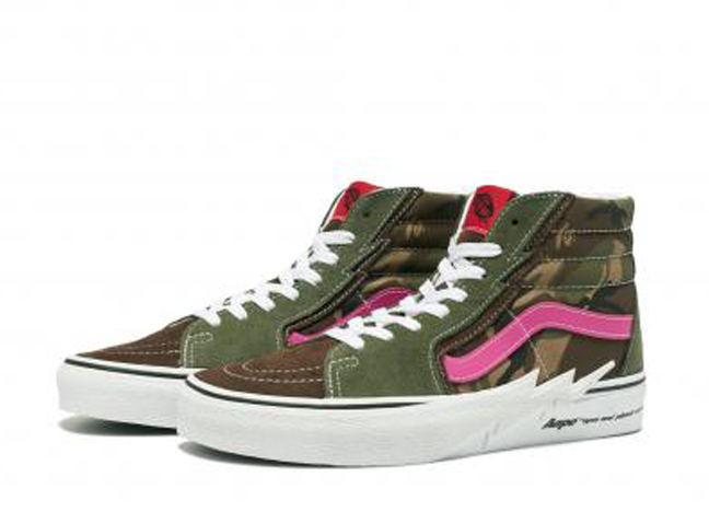 エーエイプ バイ ア ベイシング エイプ × バンズ スケートハイ ボルト "グリーン/ブラウン"