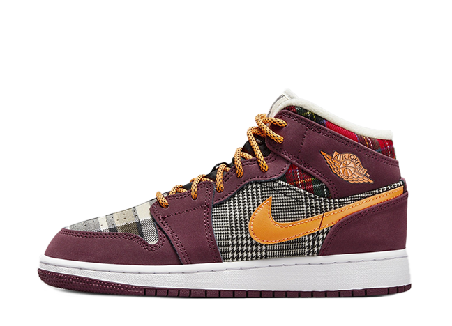 Nike GS Air Jordan 1 Mid SE "Night Maroon/White/Black/Total Orange"