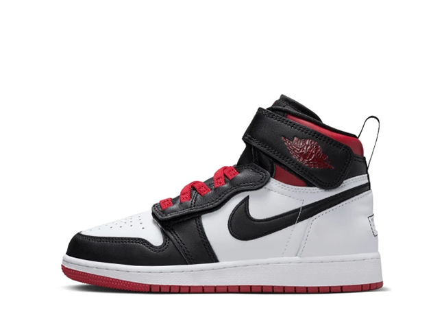 ナイキ GS エアジョーダン1 ハイ フライイーズ "ブラック/ホワイト/ジムレッド"