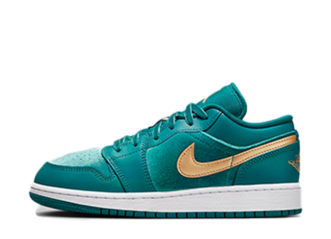 ナイキ GS エアジョーダン1 ロー SE "ベルベット ジオードティール/メタリックゴールド"