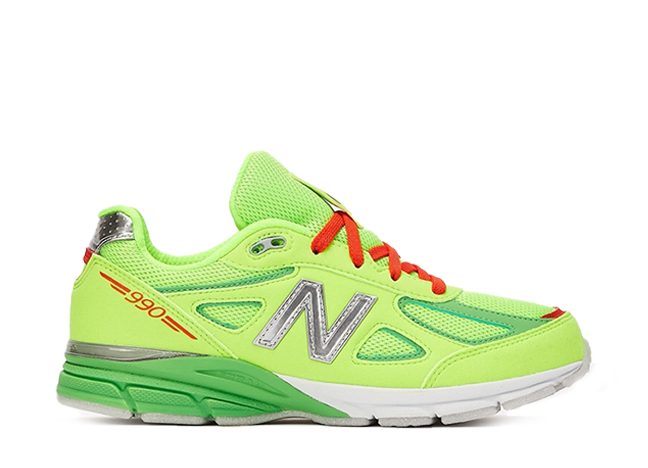 DTLR × ニューバランス 990V4 "フェスティブ" ライムグリーン/レッド