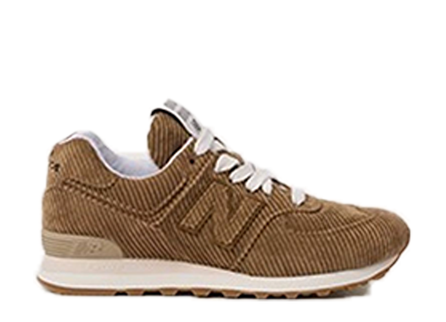 ミュウ ミュウ × ニューバランス ウィメンズ 574 ストライプ ベルベット "ブラウン/ホワイト"