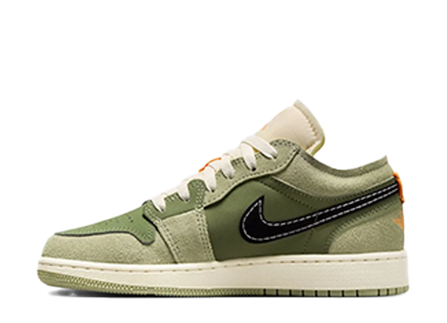 ナイキ GS エアジョーダン1 ロー SE クラフト "スカイJ ライトオリーブ" スカイJ ライトオリーブ/ブライトオレンジ/ブラック