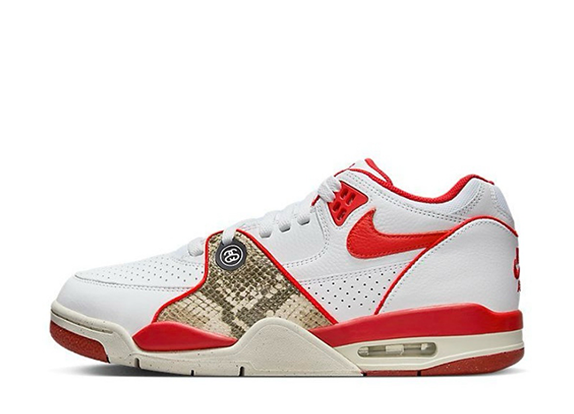 Stussy × Nike Air Flight 89 Low SP "White/Habanero Red/Sail"