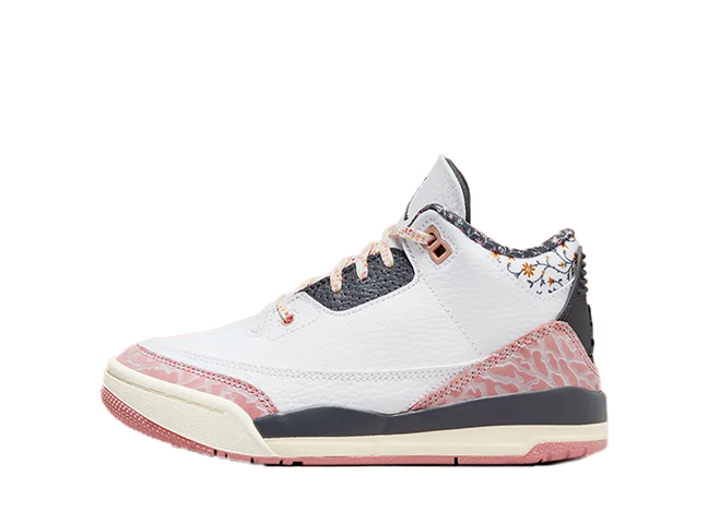 ナイキ GS エアジョーダン3 レトロ "フローラル" ホワイト/ピンク/ブラック
