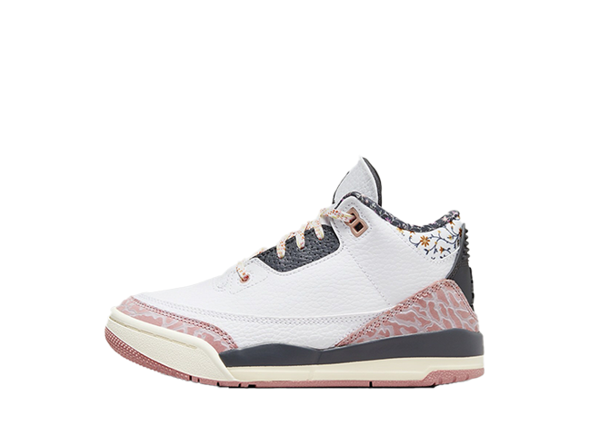 ナイキ PS エアジョーダン3 レトロ "フローラル" ホワイト/ピンク/ブラック