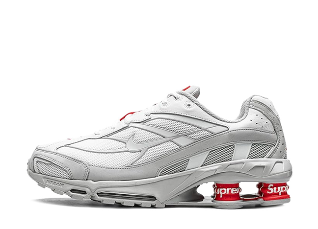 Supreme × Nike Shox Ride 2 "White" White/Grey Fog/Flat Platinum/Red