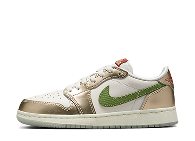 ナイキ GS エアジョーダン1 ロー OG "イヤーオブザドラゴン(2024)" セイル/メタリックゴールドグレイン