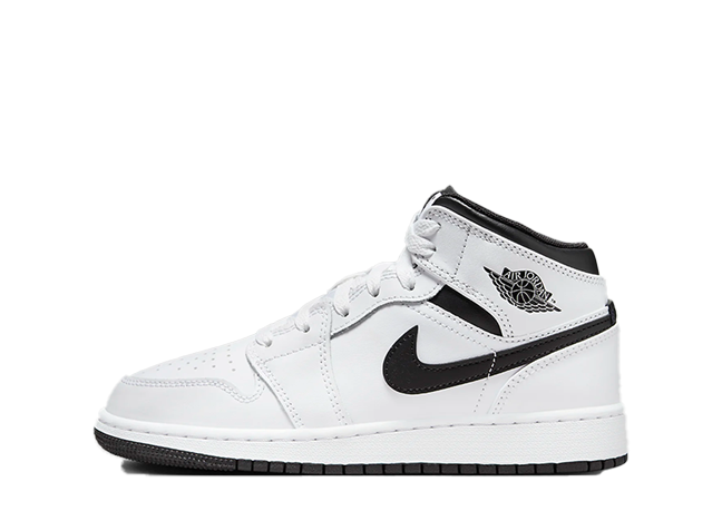 ナイキ GS エアジョーダン1 ミッド "ホワイト" ホワイト/ブラック