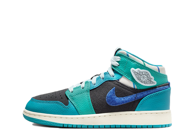 Nike GS Air Jordan 1 Mid "Inspired by the Greatest" Anthracite/Glacier Blue-Aquatone