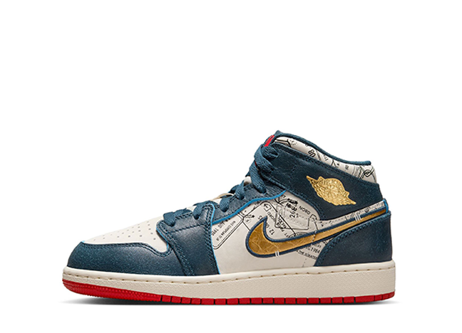 ナイキ GS エアジョーダン1 ミッド SE "テイクフライト" セイル/レッド