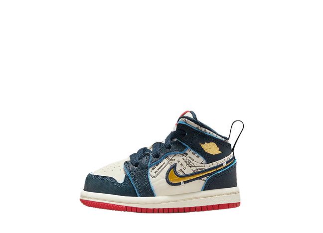 Nike TD Jordan 1 Mid SE "Armory Navy" Armory Navy/Pale Ivory/Sport Red/Metallic Gold
