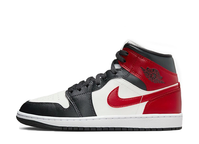 ナイキ ウィメンズ エアジョーダン1 ミッド "ブラックトゥ" ジムレッド/セイル