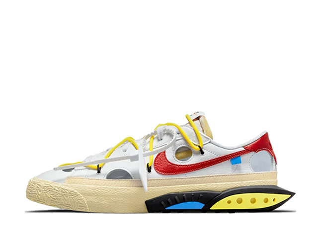 Off-White × Nike Blazer Low "White and University Red/Yellow"