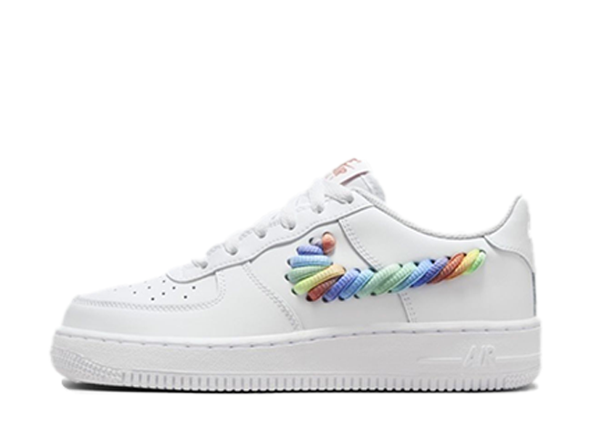 Nike GS Air Force 1 Low "Rainbow Swooshes" White/Multi Color/Terra Blush/Vapor Green